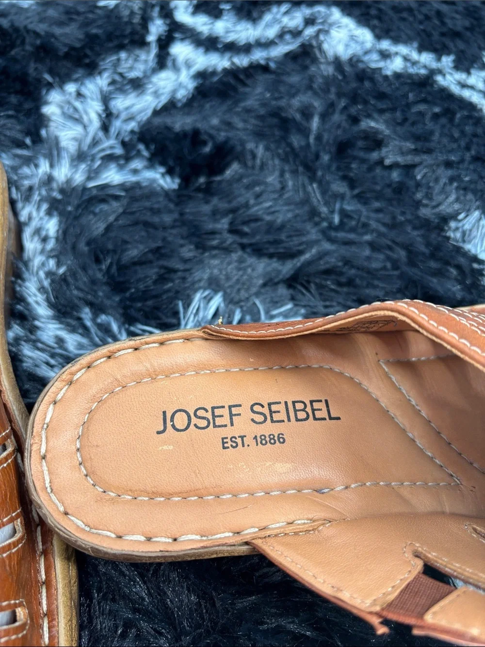 Josef Seibel brown leather slide on Catalonia 77 Sandal wedge shoes  37 (6.5-7)